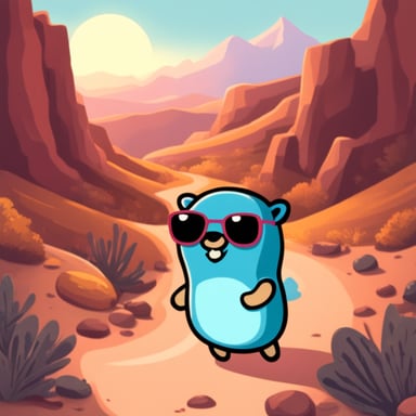 Go Blue Gopher going on an adventure in the canyons.