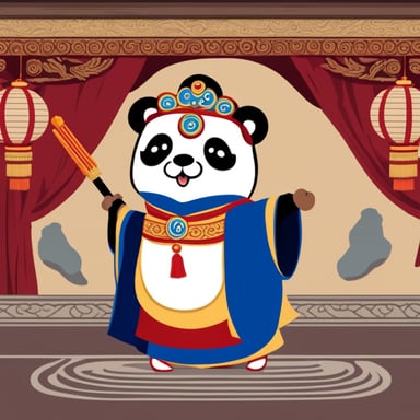 Go Blue Gopher is wearing a Peking opera costume, wielding a Yang Family spear.
