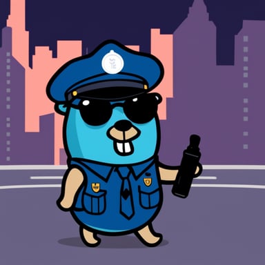 Go Blue Gopher as a cop.