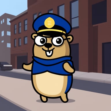 Go Blue Gopher as a cop.