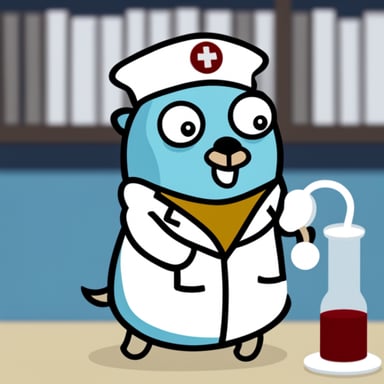 Go Blue Gopher as a doctor.