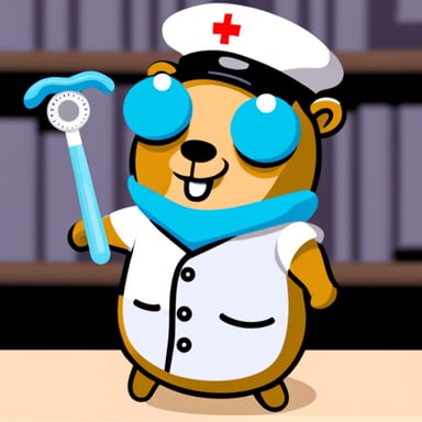 Go Blue Gopher as a nurse.