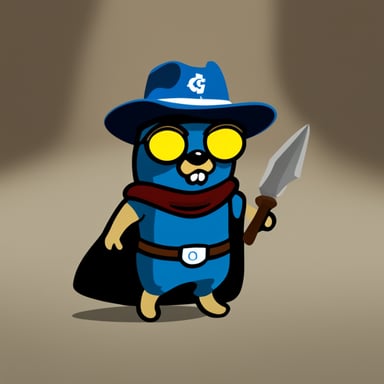 Go Blue Gopher as a vigilante.