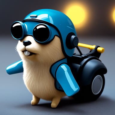Go Blue Gopher in a hyper-realistic, 3D, futuristic scene trending on ArtStation.