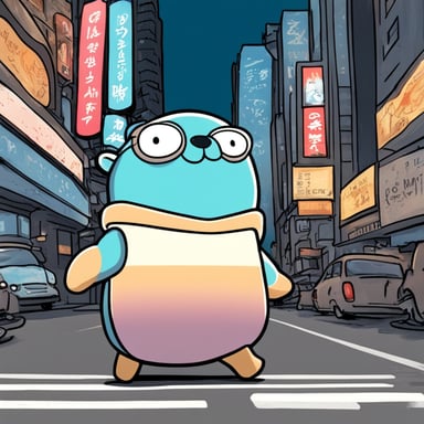 In the bustling city, Go Blue Gopher becomes the protagonist of a manga-style anime, embarking on adventurous quests and bringing joy and color to the urban landscape.