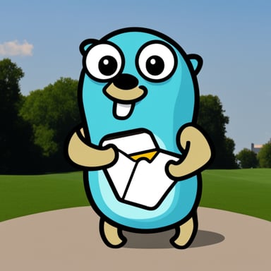 The Go Blue Gopher is sending a modern email filled with happiness.