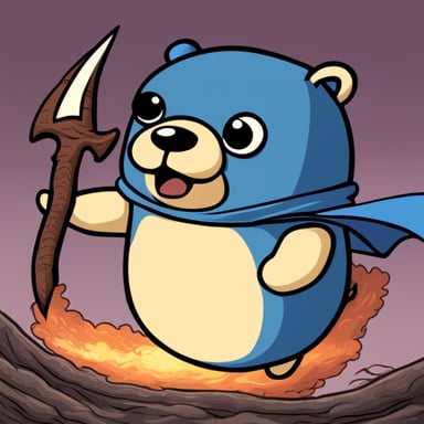 Go Blue Gopher as a Berserk manga-style character.