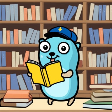 Go blue gopher as if it was inside a manga book.