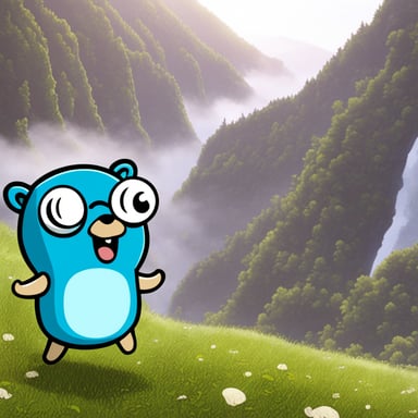 Go Blue Gopher as a character inside an adventurous and exciting manga.