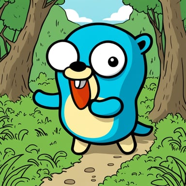 Go Blue Gopher as a character inside an adventurous and exciting manga.