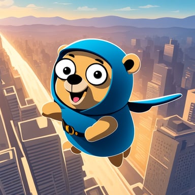 Inside an airplane, Go Blue Gopher was flying around the city, enjoying the view from above.