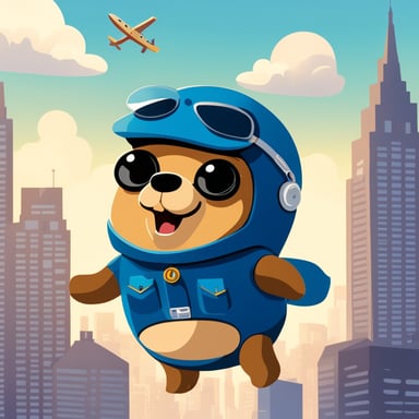 Inside an airplane, Go Blue Gopher was flying around the city, enjoying the view from above.