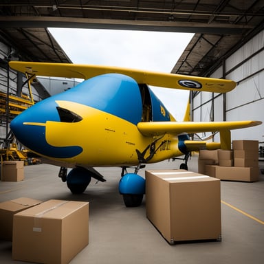 Go Blue Gopher piloting one army airplane loaded with supplies.