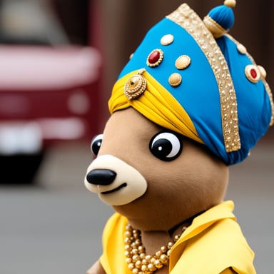 Go Blue Gopher wearing an Indian outfit in Mumbai.