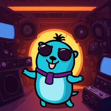 Go Blue Gopher at a trance music party.