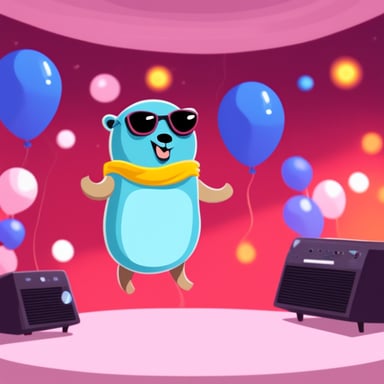 Go Blue Gopher at a trance music party.