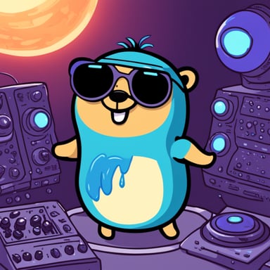 Go Blue Gopher at a trance music party.
