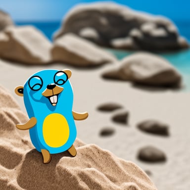 Go Blue Gopher sunbathing at the beach in Greece.