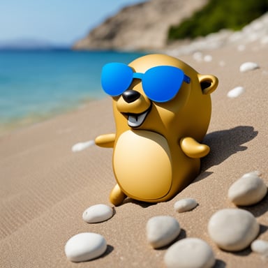 Go Blue Gopher sunbathing at the beach in Greece.