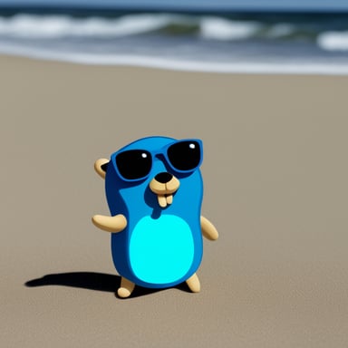 Go Blue Gopher sunbathing on the beach.