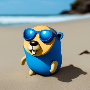 Go Blue Gopher sunbathing on the beach.