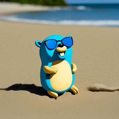 Go Blue Gopher sunbathing on the beach.