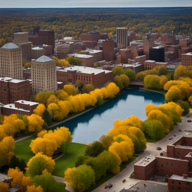 Go Blue Gopher's view from above the city.