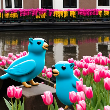 In Amsterdam, Go Blue Gopher explored the beautiful canals and vibrant tulip markets.
