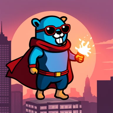 Go blue gopher as a Marvel hero.