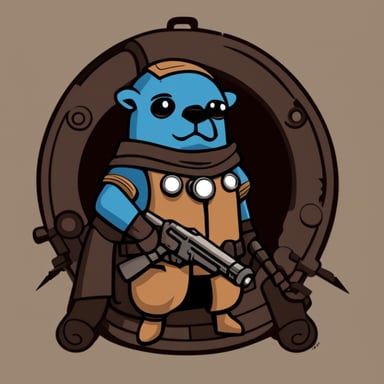Go Blue Gopher in the style of Mandalorian.