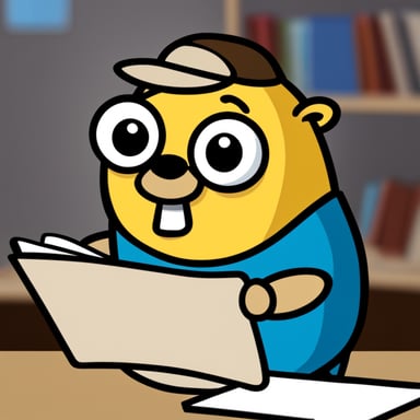 A Go Blue Gopher opening and reading mail.