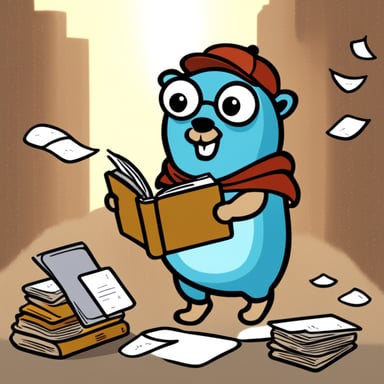 A Go Blue Gopher opening and reading mail.