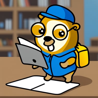 A Go Blue Gopher opening and reading mail.