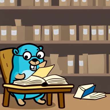A Go Blue Gopher opening and reading mail.
