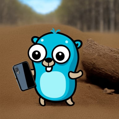 Go Blue Gopher using his cellphone to generate AI gophers.