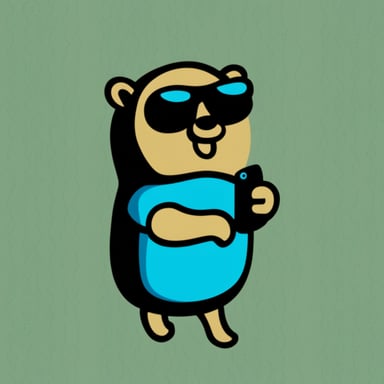 Go Blue Gopher using his cellphone to generate AI gophers.