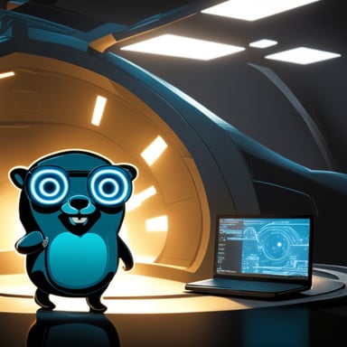 Go Blue Gopher as a person in Tron: The Legacy.