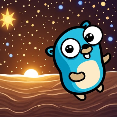 A go blue gopher looking at the universe.