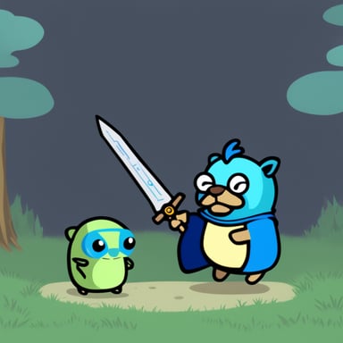 Go Blue Gopher with Link's master sword