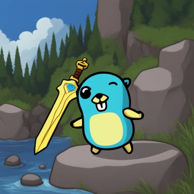 Go Blue Gopher with Link's master sword