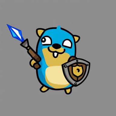 Go Blue Gopher with master sword and hylian shield.