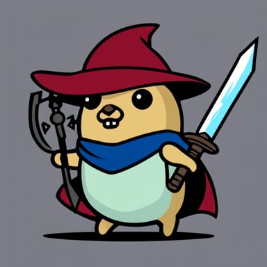 Go Blue Gopher with master sword and hylian shield.