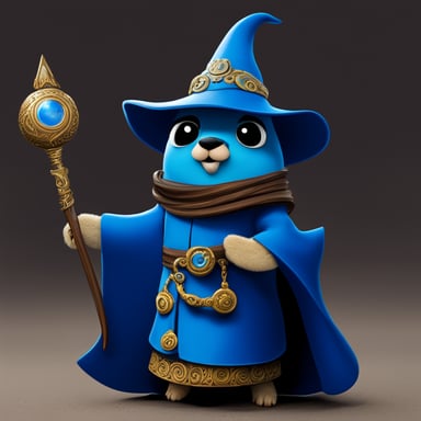 Ancient Go Blue Gopher wizard