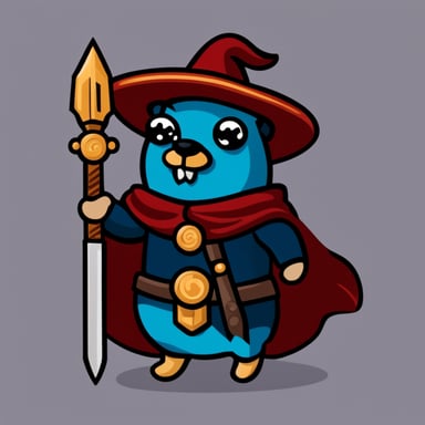 Go Blue Gopher wearing an ancient coat and sword.