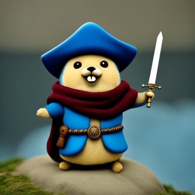 Go Blue Gopher wearing an ancient coat and sword.