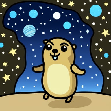 Go Blue Gopher admiring the galaxy.