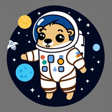 Go Blue Gopher floating in space as an astronaut.