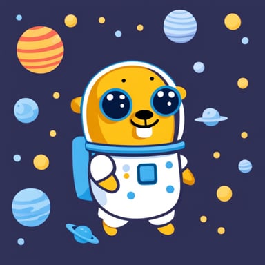 Go Blue Gopher floating in space as an astronaut.