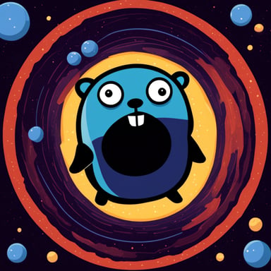 Go Blue Gopher close to a black hole.