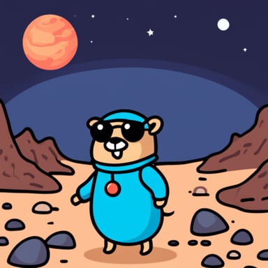 Go Blue Gopher walking on Mars.